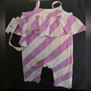 Lavender and White Striped Baby Romper